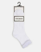 2 PACK LETTUCE EDGE RIB ANKLET SOCKS WHITE
