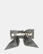 NOEUD POUR CHEVEUX EN MAILLE STRASS NOIR/ARGENT