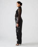 PANTALON DUO EN CUIR VÉGAN NOIR