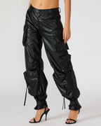 PANTALON DUO EN CUIR VÉGAN NOIR