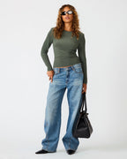 HAUT EN MAILLE SELINE OLIVE FONCÉ
