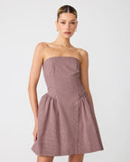 ROBE PAULINNA À CARREAUX ROSE PÂLE