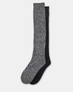 LOT DE 2 CHAUSSETTES HAUTES CHINÉES AUTOMNE NOIR