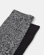 LOT DE 2 CHAUSSETTES HAUTES CHINÉES AUTOMNE NOIR