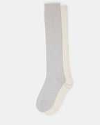 LOT DE 2 PAIRES DE CHAUSSETTES HAUTES CHINÉES AUTOMNE GRIS CLAIR