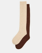 LOT DE 2 PAIRES DE CHAUSSETTES HAUTES CHINÉES AUTOMNE FAUVE