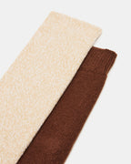 LOT DE 2 PAIRES DE CHAUSSETTES HAUTES CHINÉES AUTOMNE FAUVE