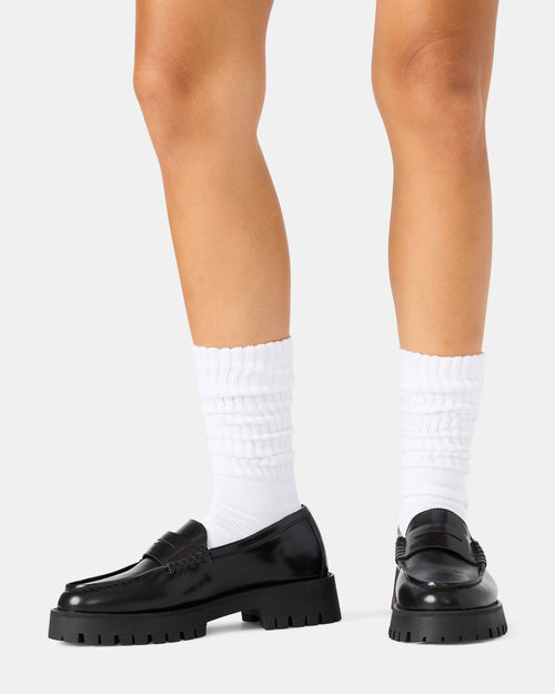 2 PACK RIBBED SLOUCH SOCKS WHITE