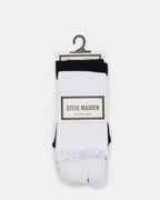 CHAUSSETTES À ORTEILS SÉPARÉS CÔTELÉES BLANC/NOIR