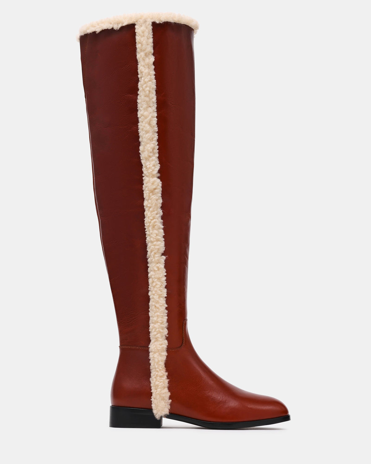 CUIR COGNAC FAUSSE FOURRURE CANTER