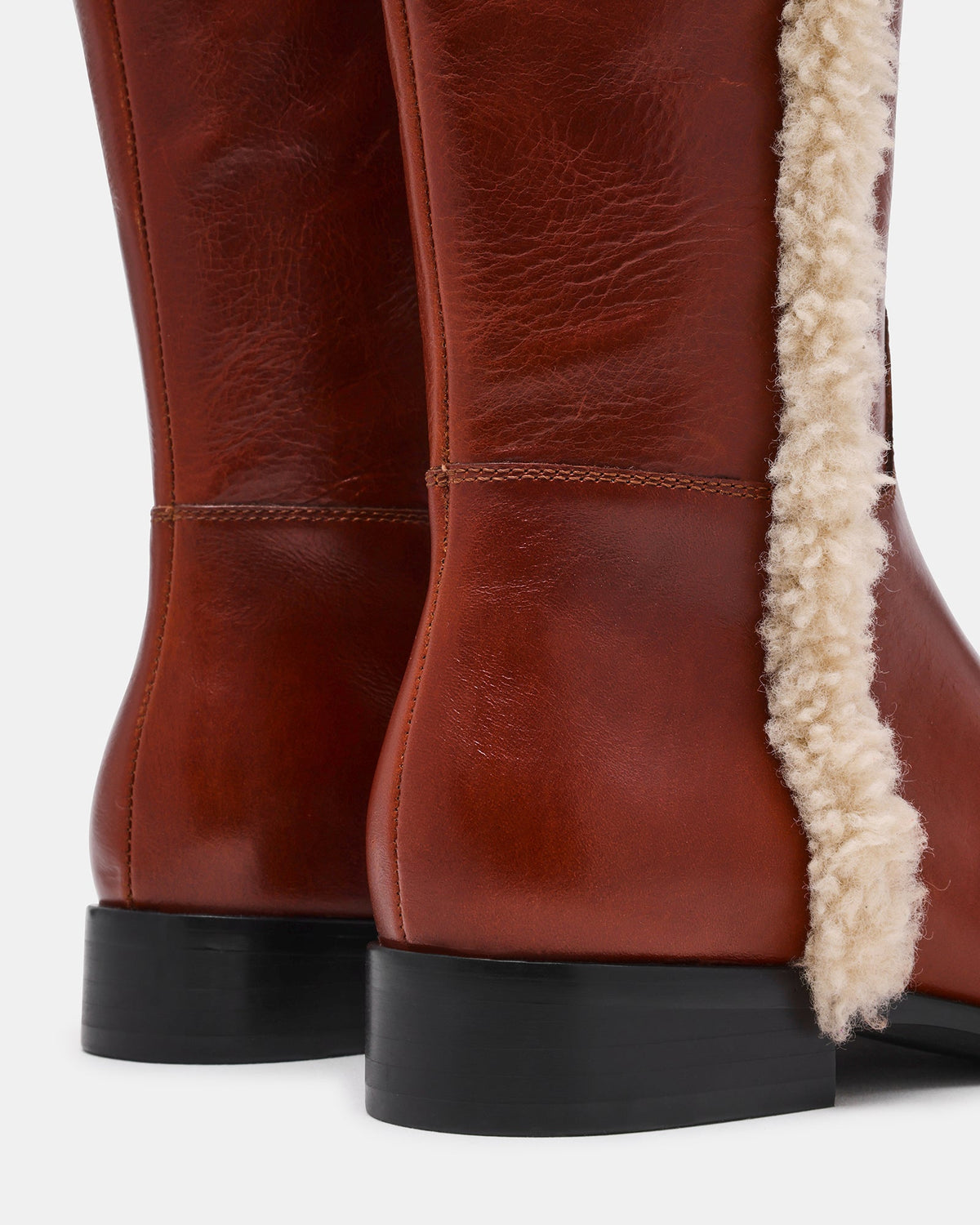 CUIR COGNAC FAUSSE FOURRURE CANTER